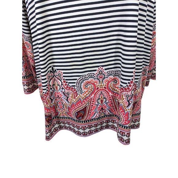 Chicos Womens Top Blouse Size 3 US 16 Hawaiian Paisley Striped Stretch - Picture 4 of 6